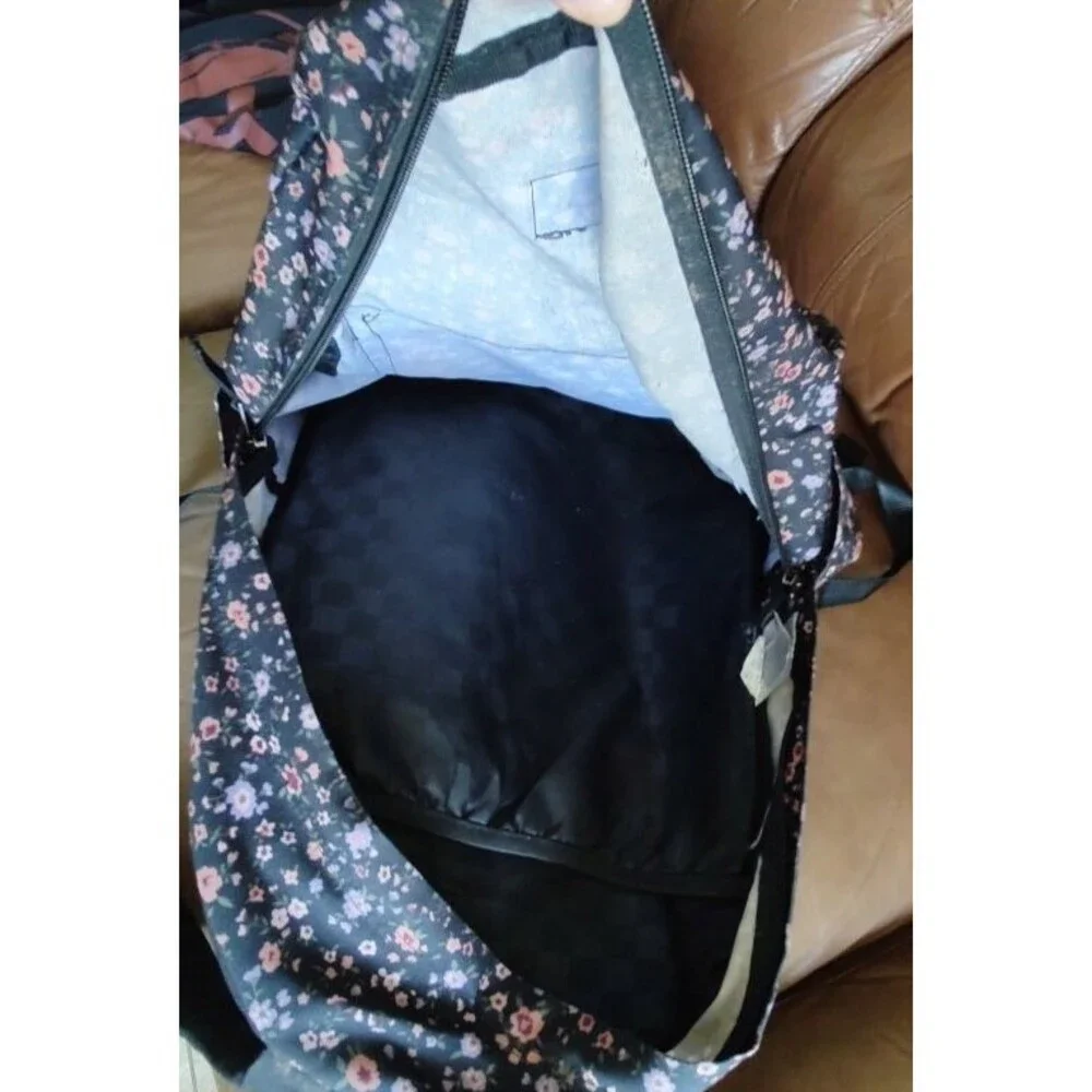 Vans Off The Wall Floral on Black Backpack School Bag with Charms